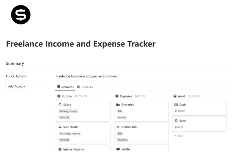 freelancer income and expense tracker